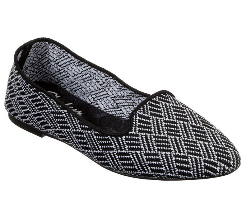 Skechers Cleo - Huntington - Womens Flats Shoes Black/White [AU-CS8448]